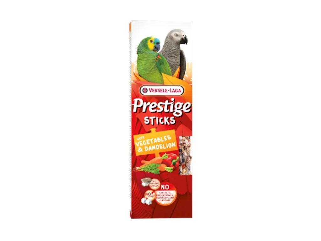Pamlsok VL Prestige Sticks Parrots with Vegetables & Dandelion 2 ks- tyčiky pre veľké papagáje so zeleninou a púpavou 140 g