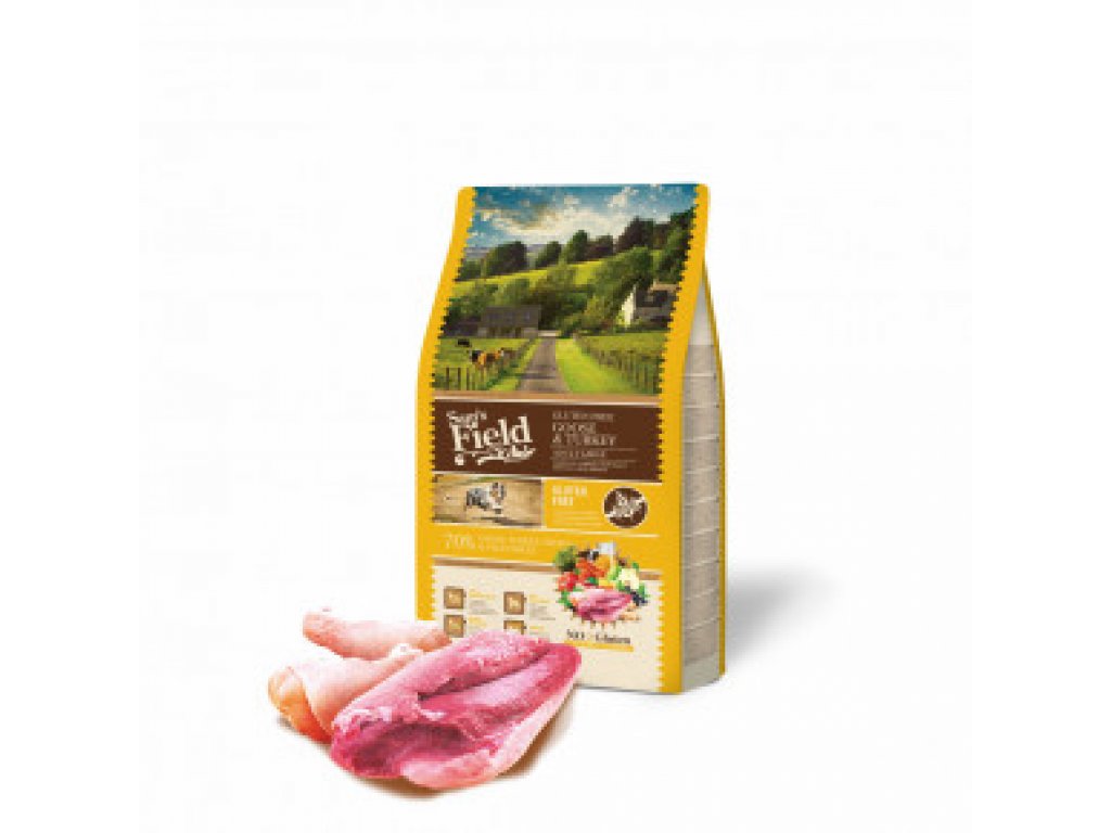 Sam's Field Gluten Free Goose & Turkey Adult Large, superprémiové granule,(Sams Field bez lepku)