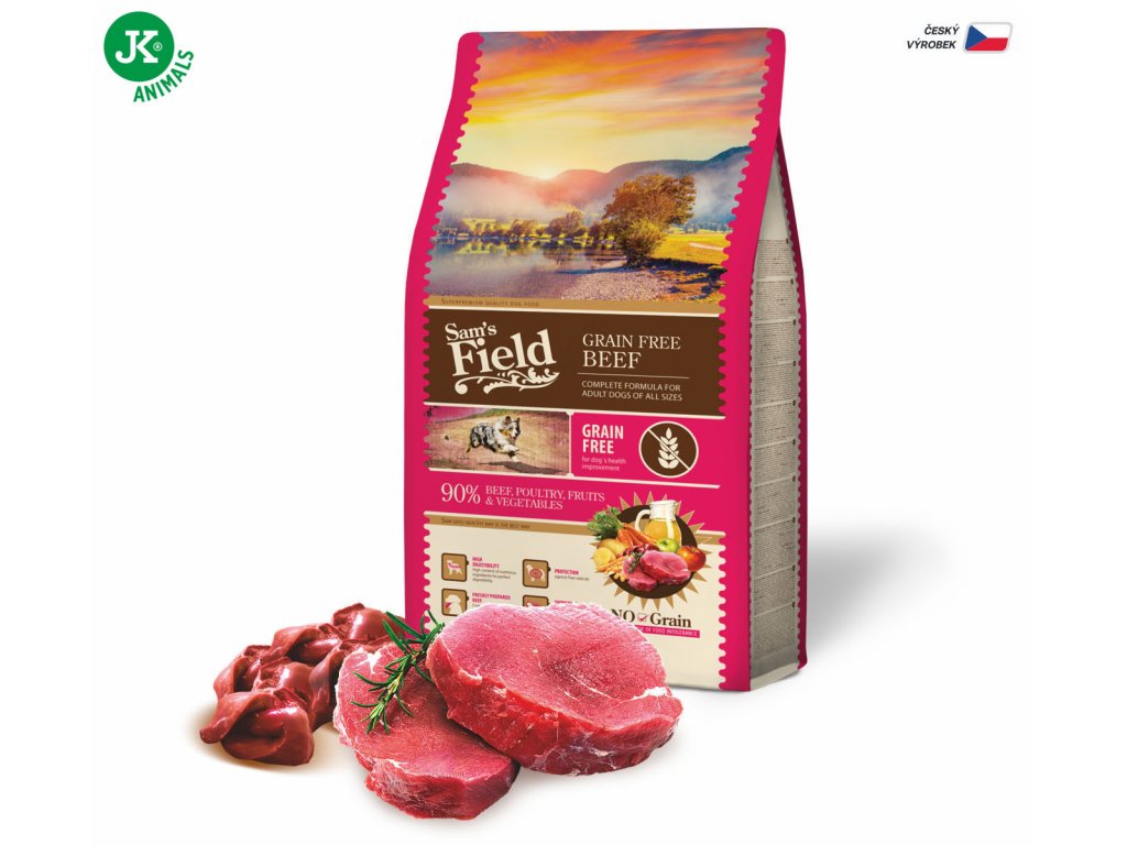 Sam's Field Grain Free Beef (Angus), superprémiové granule, (Sams Field bez obilnín)