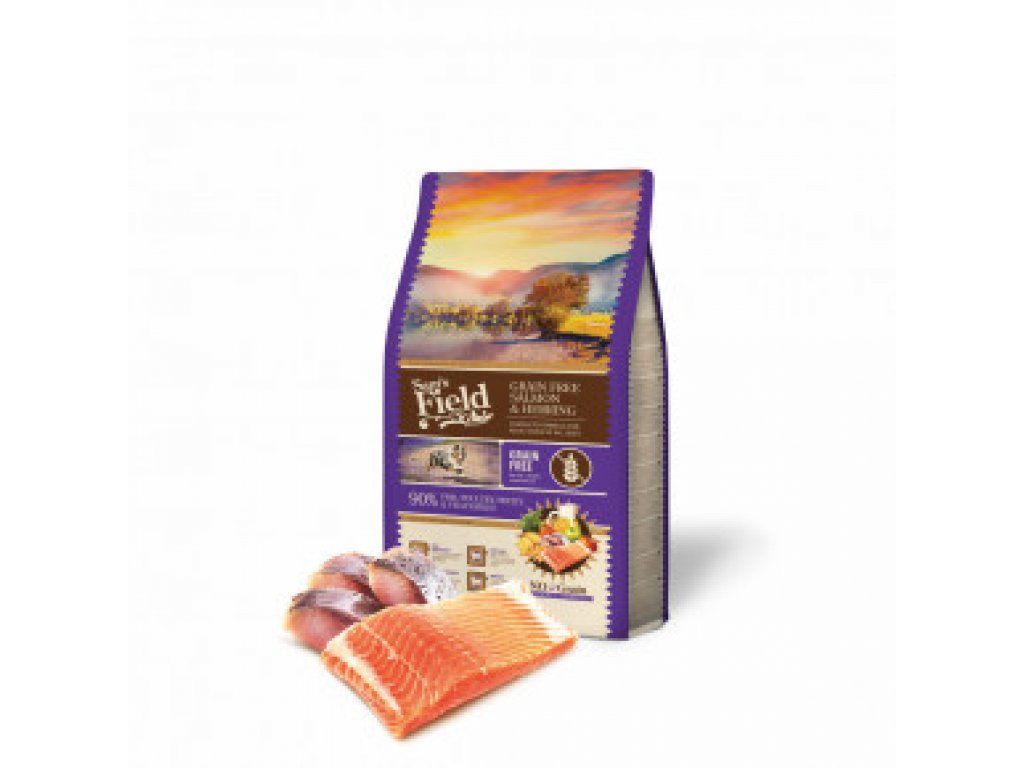 Sam's Field Grain Free Salmon & Herring, superprémiové granule, (Sams Field bez obilnín)