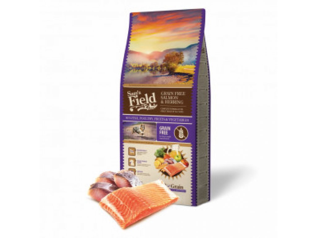 Sam's Field Grain Free Salmon & Herring, superprémiové granule, (Sams Field bez obilnín)