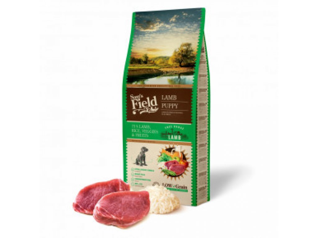 Sam's Field Low Grain Puppy Lamb - Free Range, superprémiove granule pre šteňatá s jahňacím z voľného chovu,(Sams Field bez pšenice)