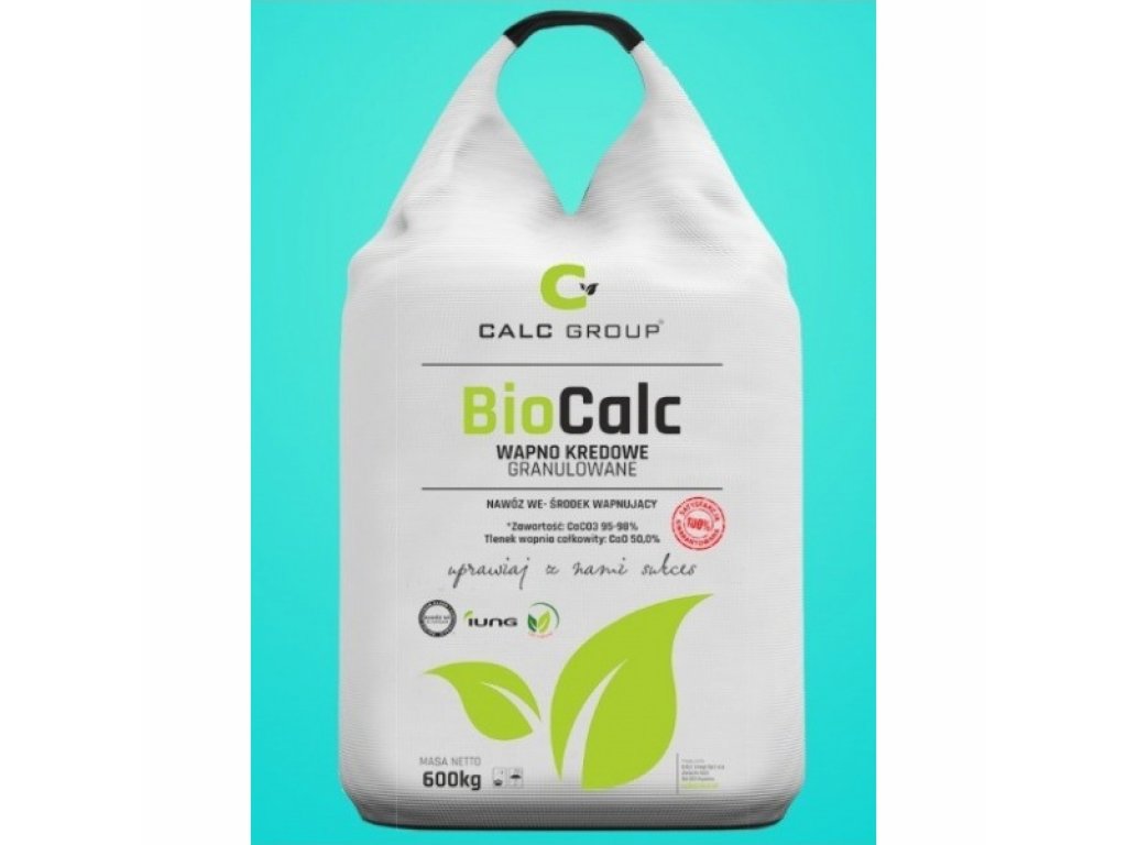 Vápno granulované BioCalc CACO3 93-98%, hnojivo, big bag 600kg