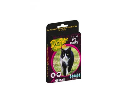 Dr.Pet spot-on pipety pre mačky 5 x 1 ml (spot-on tick and flea repellent for cats)