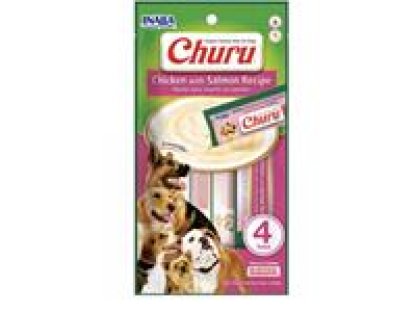 Pamlsok Inaba Churu Pyré dog Kura s lososom 4 tuby 56 g
