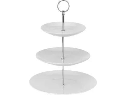 Podnos - etažérka 3-poschodový porcelánový biely