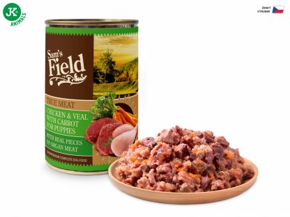 Sam's Field True Chicken & Veal Meat with Carrot for Puppies, superprémiová konzerva, 400 g (Sams Field)