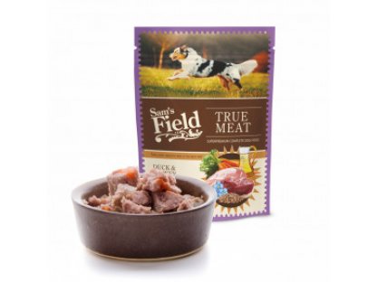 Sam's Field True Meat Duck & Turkey with Linseed Oil, šťavnaté mäsové kapsičky kačacie a morčacie mäso sa ľanovým olejom pre psov, 260 g (superprémiové kapsičky pre psov)