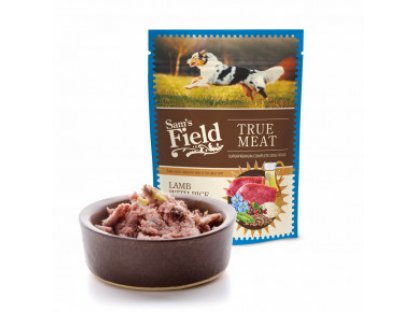 Sam's Field True Meat Lamb with Rice & Pea, šťavnaté mäsové kapsičky jahňacie mäso s ryžou a hrachom pre psov, 260 g (superprémiové kapsičky pre psov)