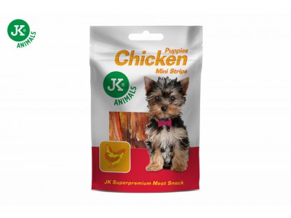 Sušené kuracie mini prúžky pre šteňatá, 50 g, mini mäsová šteňacia maškrta (Puppies Chicken Mini Strips Meat Snack)