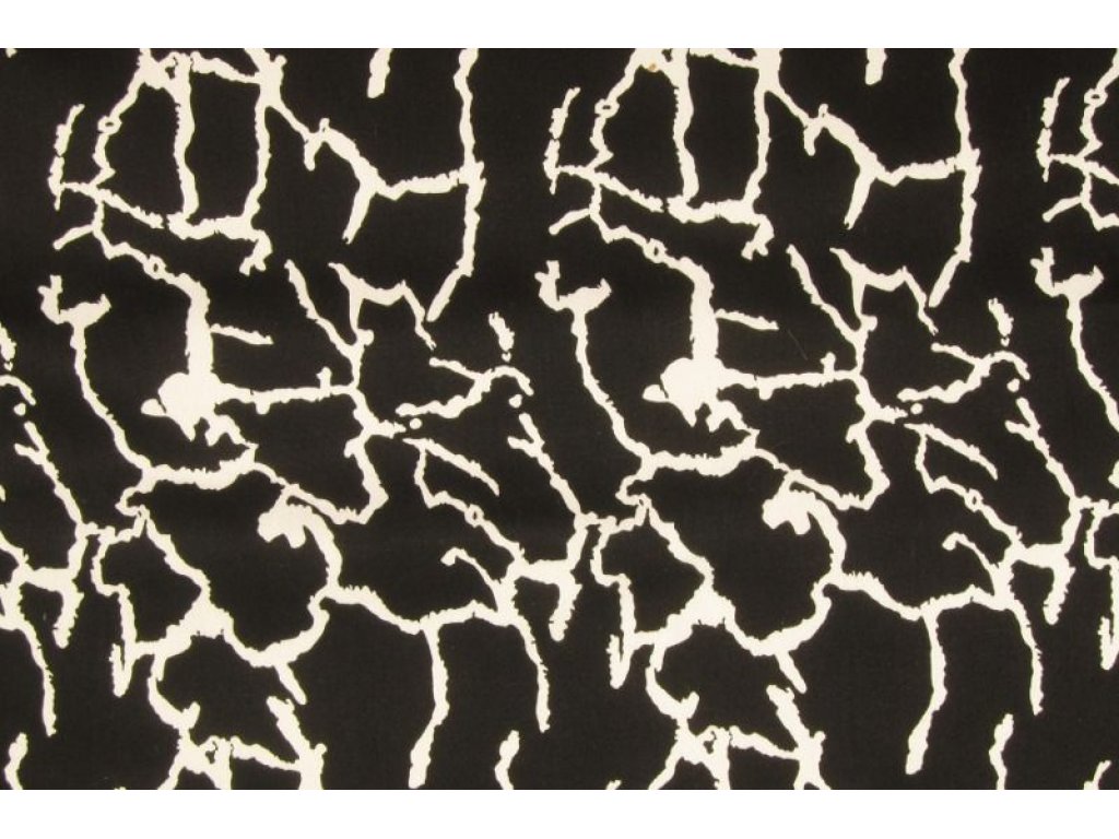 Černé elastické plátno s bílým vzorkem, š.150 cm
