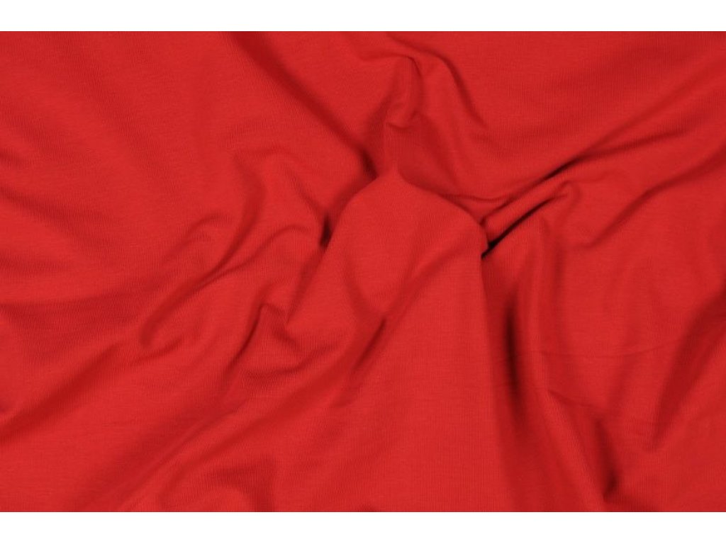 Červený tričkový elastický úplet š.155 cm