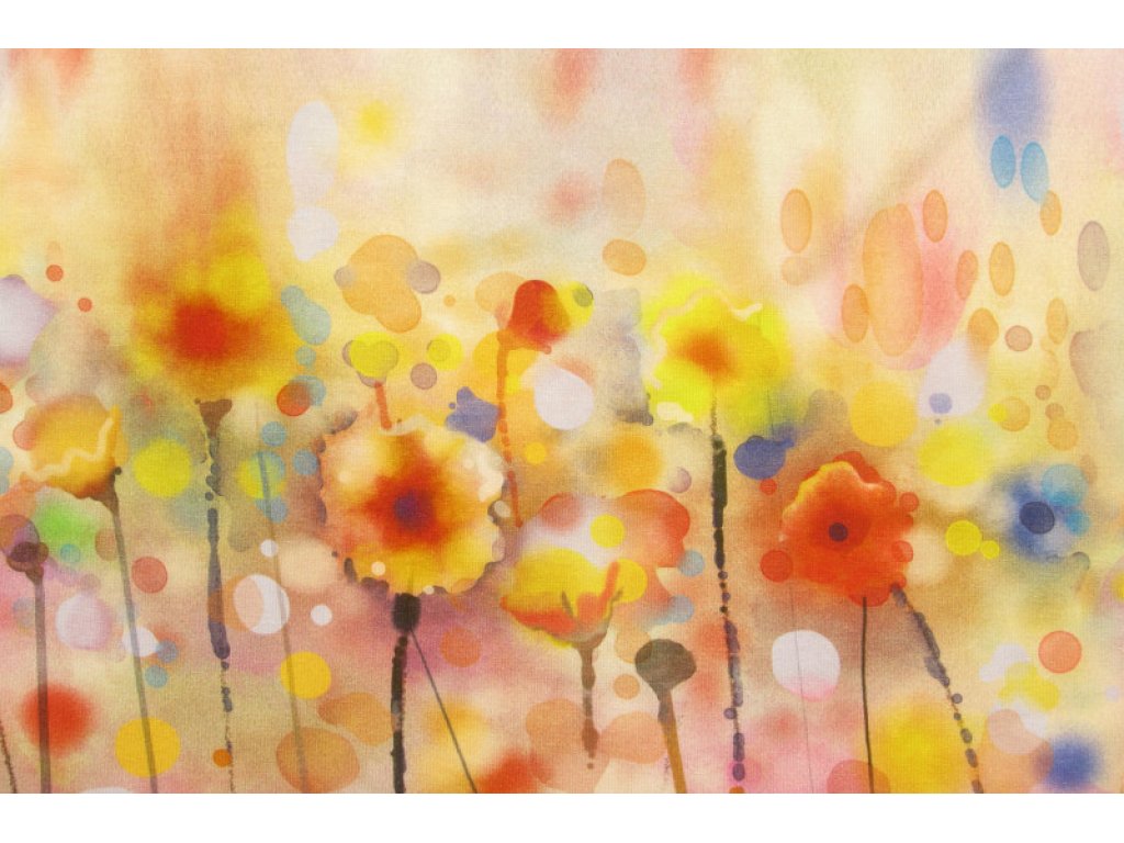 Fialkový úplet s květy š.170 cm, panel po 0,75 cm