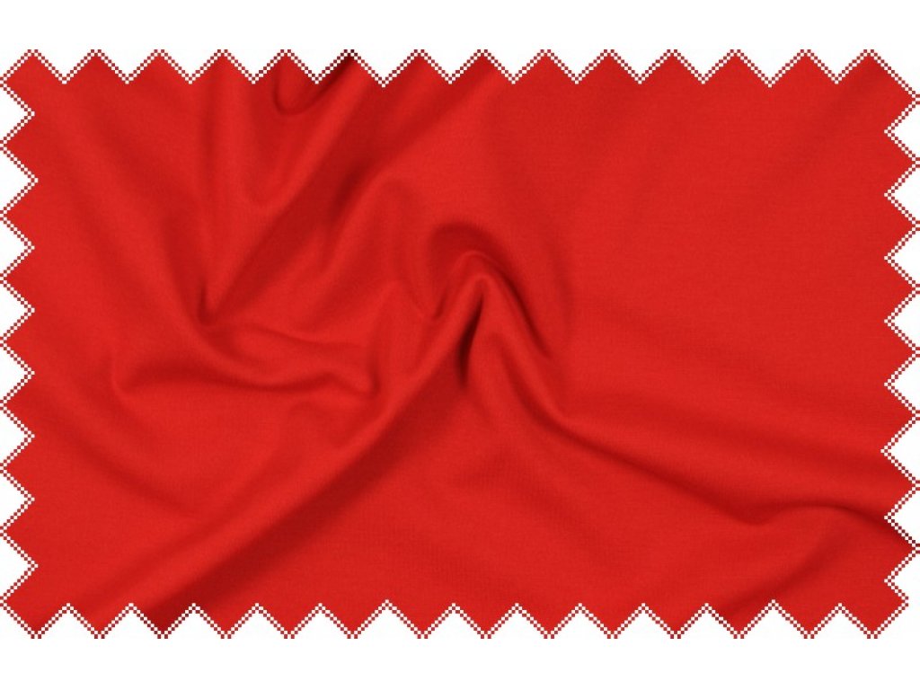 Jasně červený pevnější elastický splývavý úplet , š.150 cm