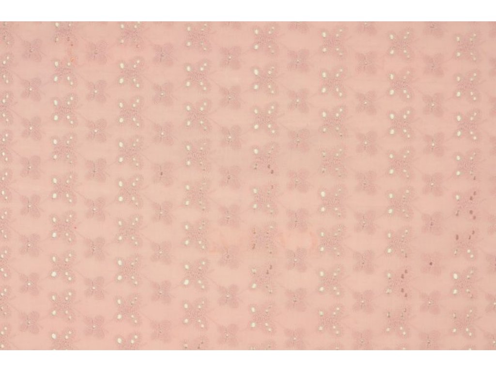 Růžové plátno  s vyšívanými kytičkami- madeira, š.145 cm