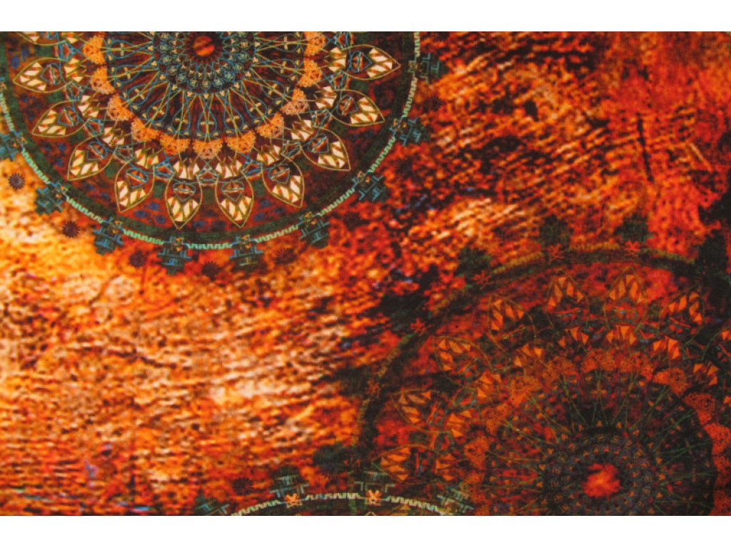 Rezavá teplákovina s mandaly , š.180 cm