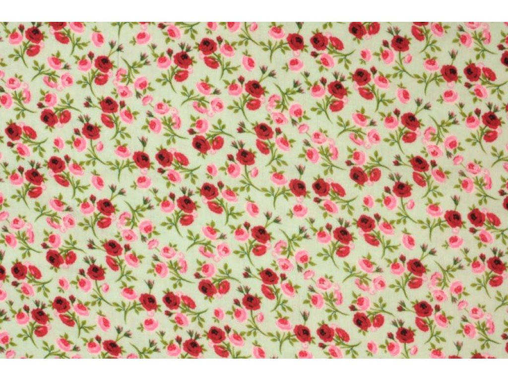 Zelenomodrá fáčovina s růžovýmí kvítky, š.140 cm
