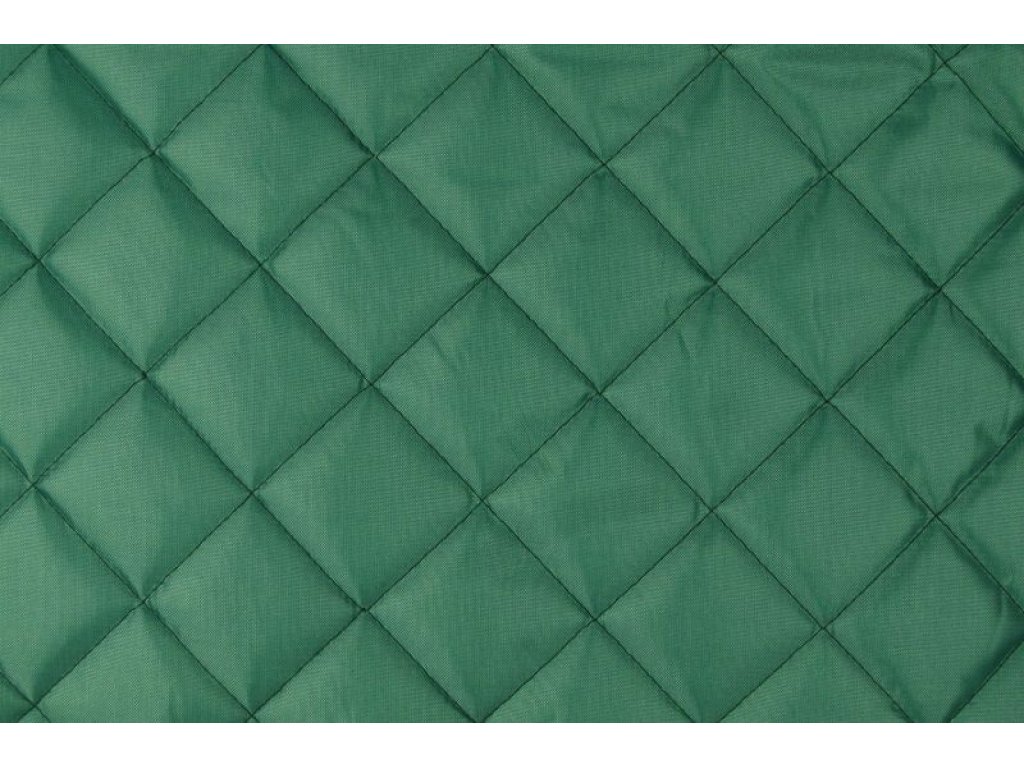 Zelený oboustranný  prošev s impregnací,prošitý do kosočtverců 6x6cm,druhá strana černá ,š.150 cm