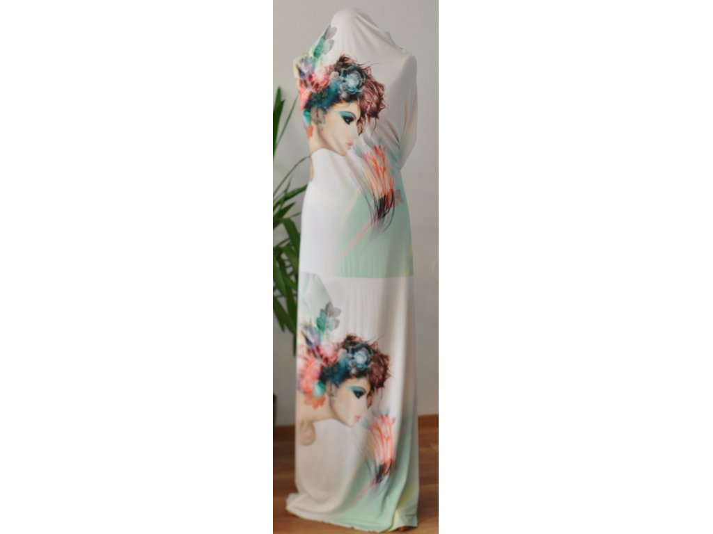 Zelený úplet s portrétem š.170 cm, panel po 0,75 cm