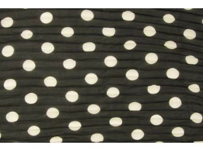 Černá plisovaná šatovka s bílým puntíkem, š.145 cm