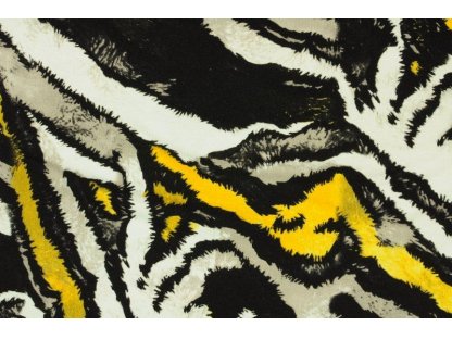 Černo- bílý úplet se zvířecím vzorem v kombinaci se žlutou, š.160 cm
