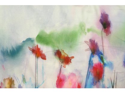 Fialkový úplet s květy š.170 cm, panel po 0,80 cm