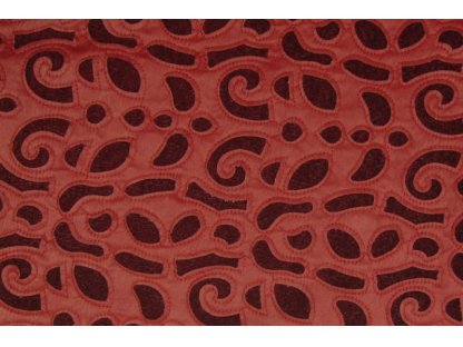 Tmavě červený koženkový prošev, š.140 cm