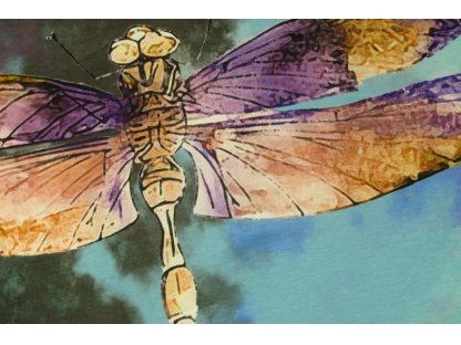Tyrkysový úplet se vzorem vážky, š.180 cm