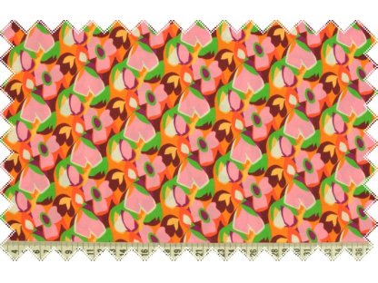 Viskózové splývavé plátno s květy v barvách růžová, oranžová a zelená , š.150 cm