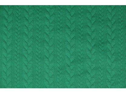 Zelený pevnější úplet s copánkovým vzorem, š. 160 cm