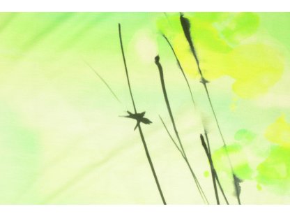 Zelený úplet s květy š.170 cm, panel po 0,70 cm