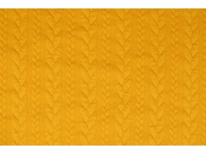 Žlutý pevnější úplet s copánkovým vzorem, š. 160 cm