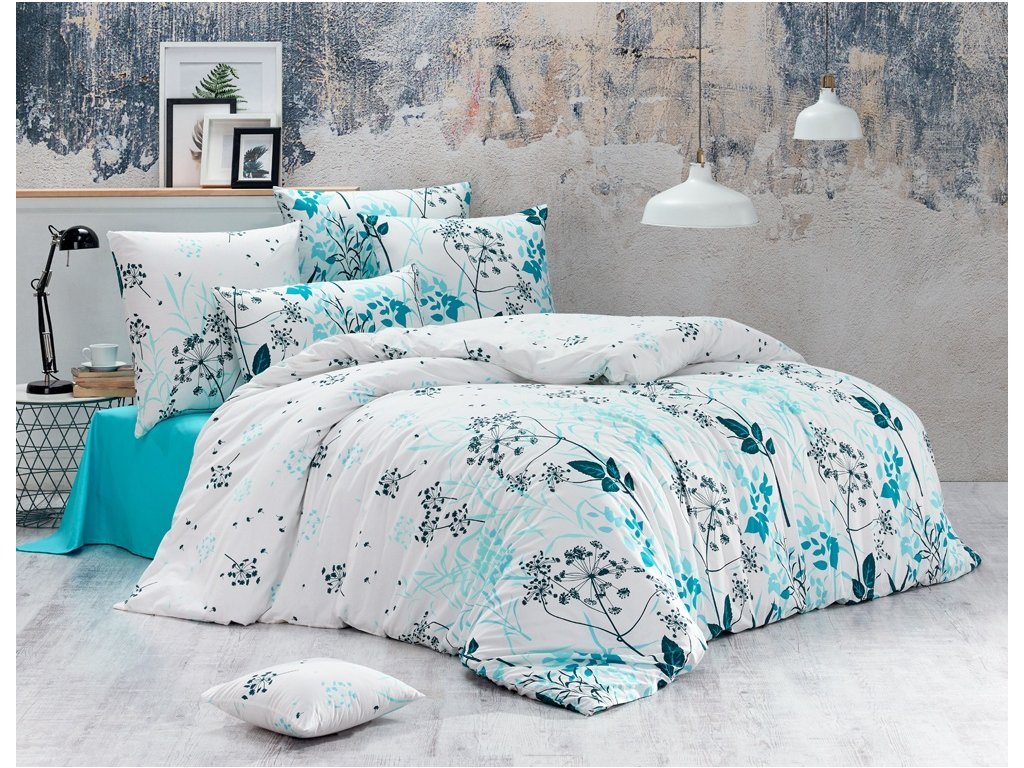 Bavlnené obliečky 140x200 - Blommor Turquoise