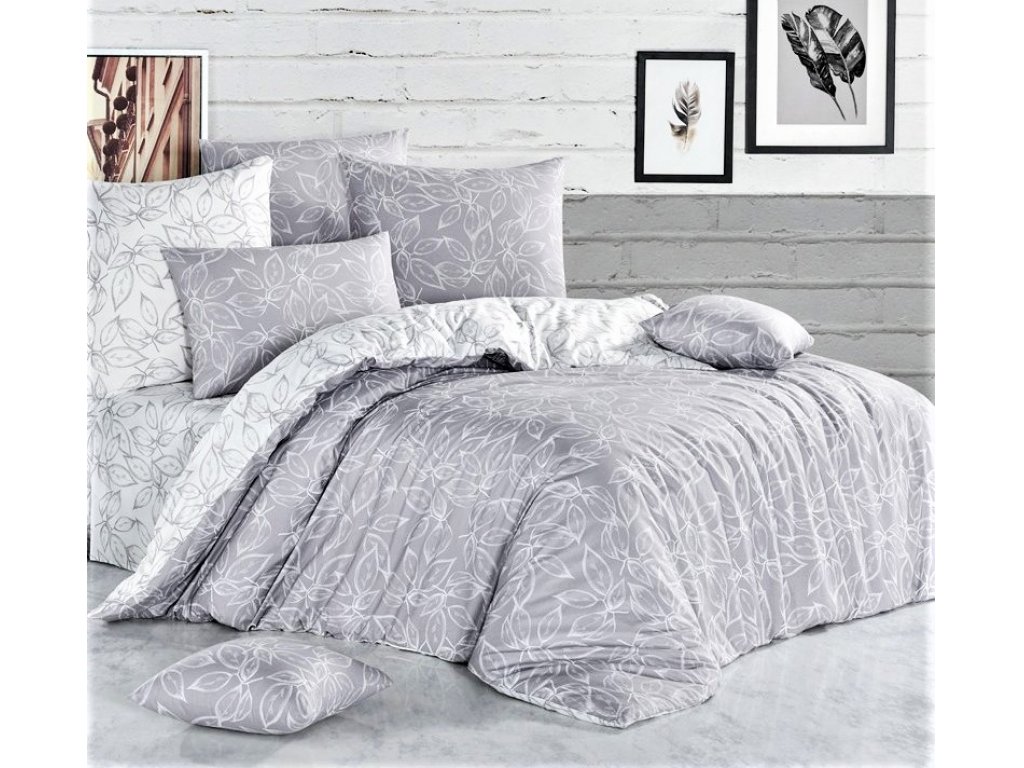 Bavlnená posteľná bielizeň 140x200 - Flores Silver