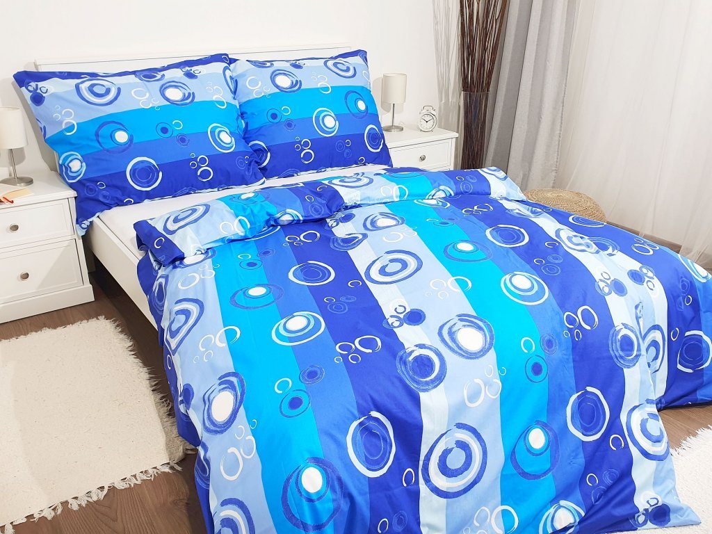 Bavlnená posteľná bielizeň 200x220 - Bubbles blue