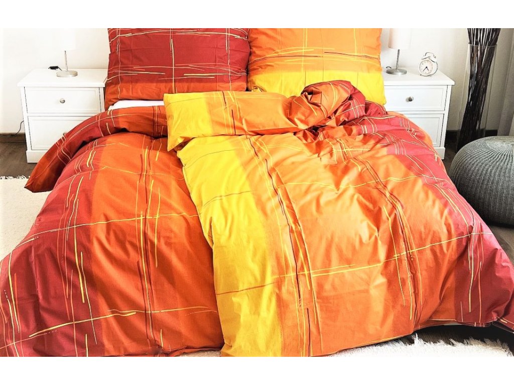 Splash orange - bavlnená posteľná bielizeň 200x240