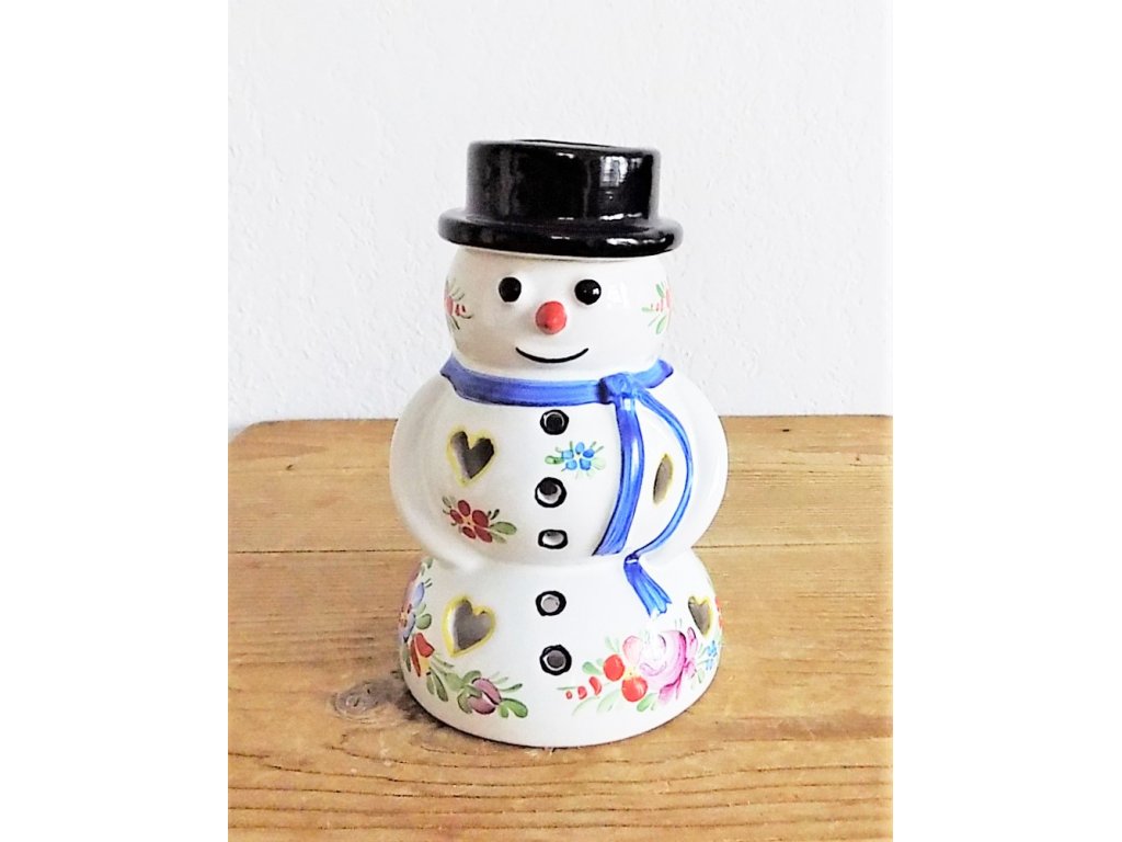 Chodský keramický snehuliak, aroma lampa, maľovaný