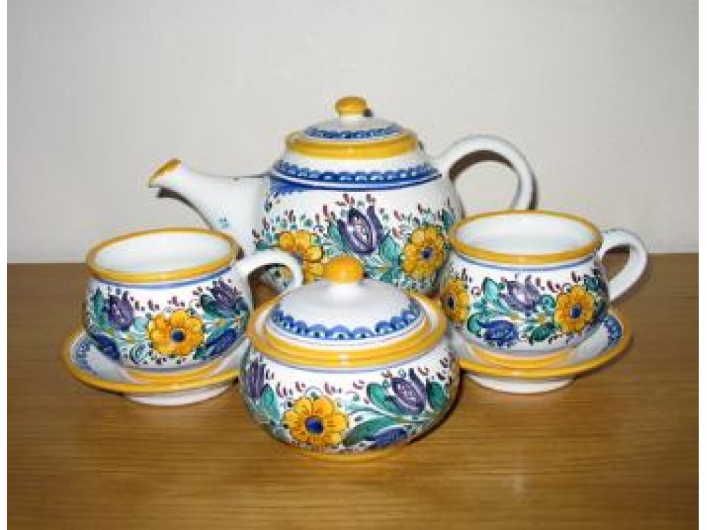 Keramická čajová súprava maľovaná