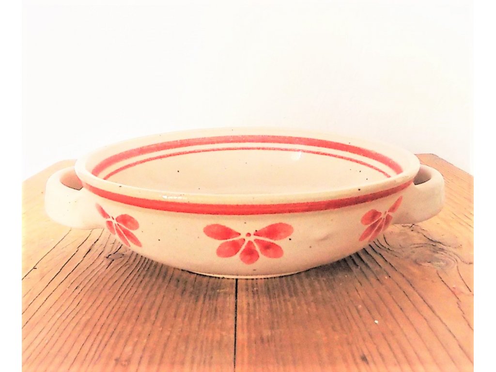 Keramická miska na polievku, guláš - päťlistá červená - priemer 17 cm