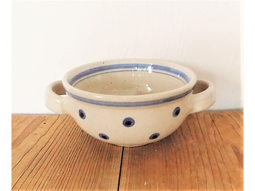 Keramická miska s uškami na polievku, guláš - bodky - priemer 16 cm