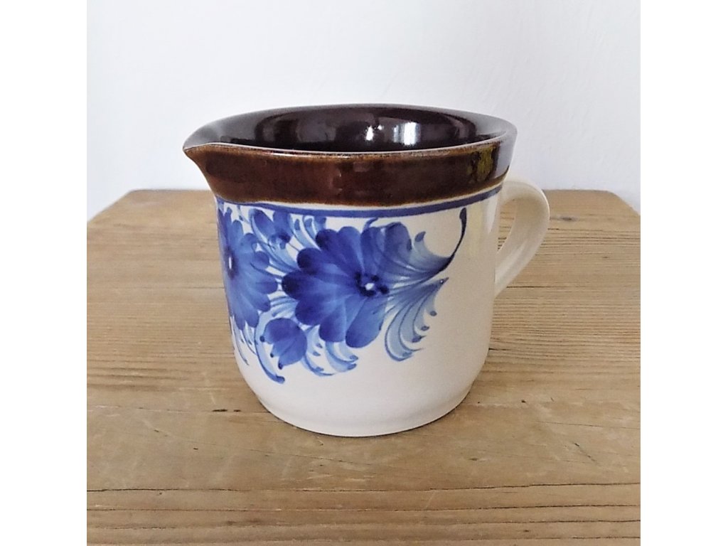 Keramický džbán na mlieko, modré kvety 0,3 l