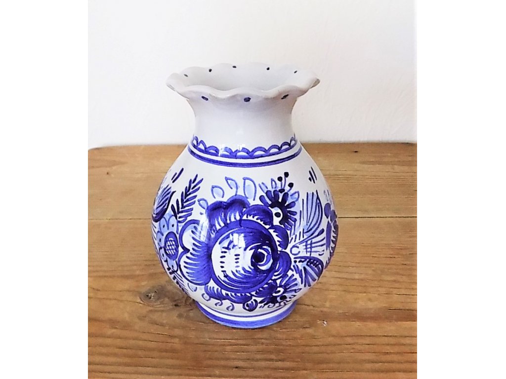 Keramická modro-biela váza malá