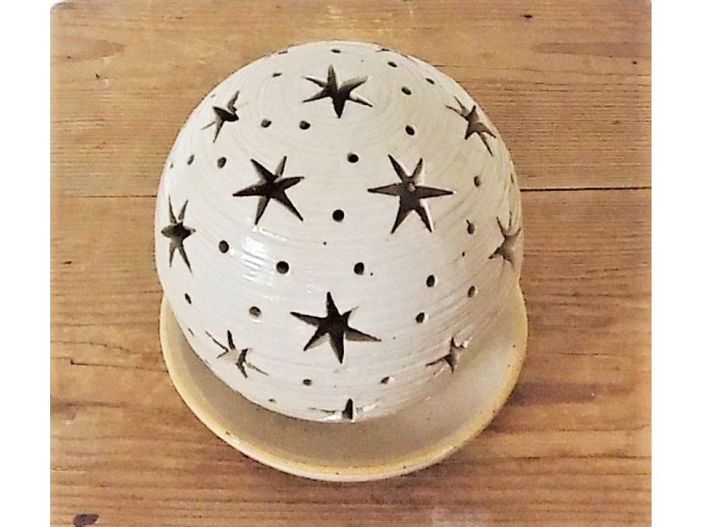 Keramická dekoratívna guľa s hviezdou - na sviečku 