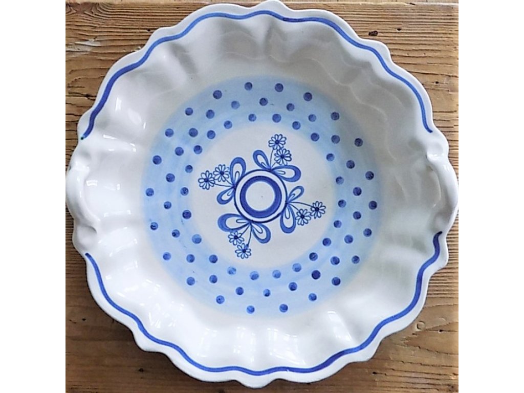Keramická pečící forma na koláč modrá s hnědou - 14 - mašle a puntíky