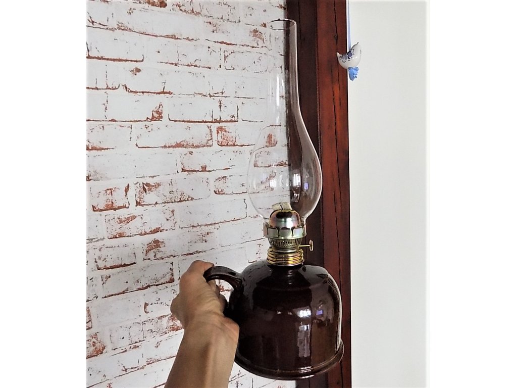 Keramická petrolejová lampa hnedá - veľká