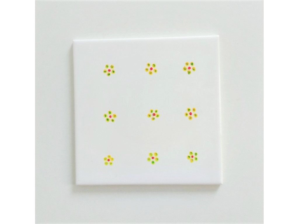 Keramický, ručne maľovaný sporák - malé žlté kvety - 11.
