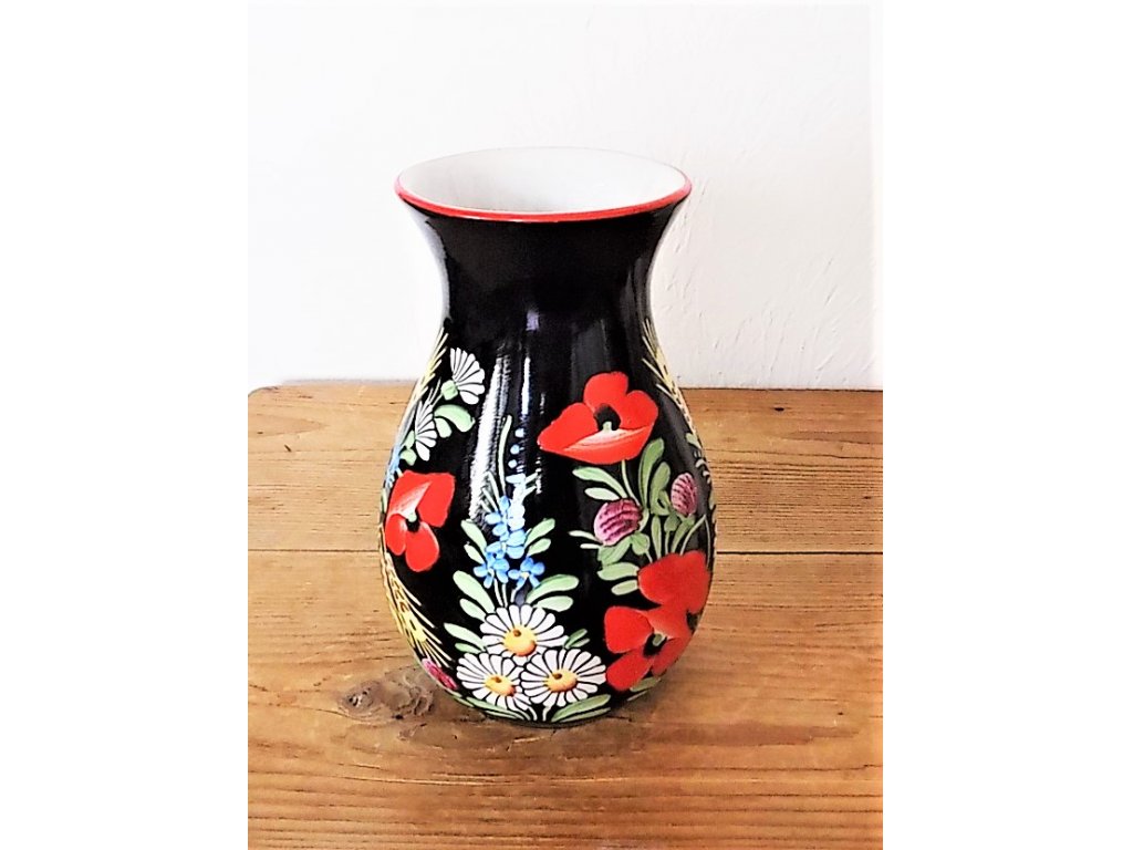 Keramická váza chodská - čierna