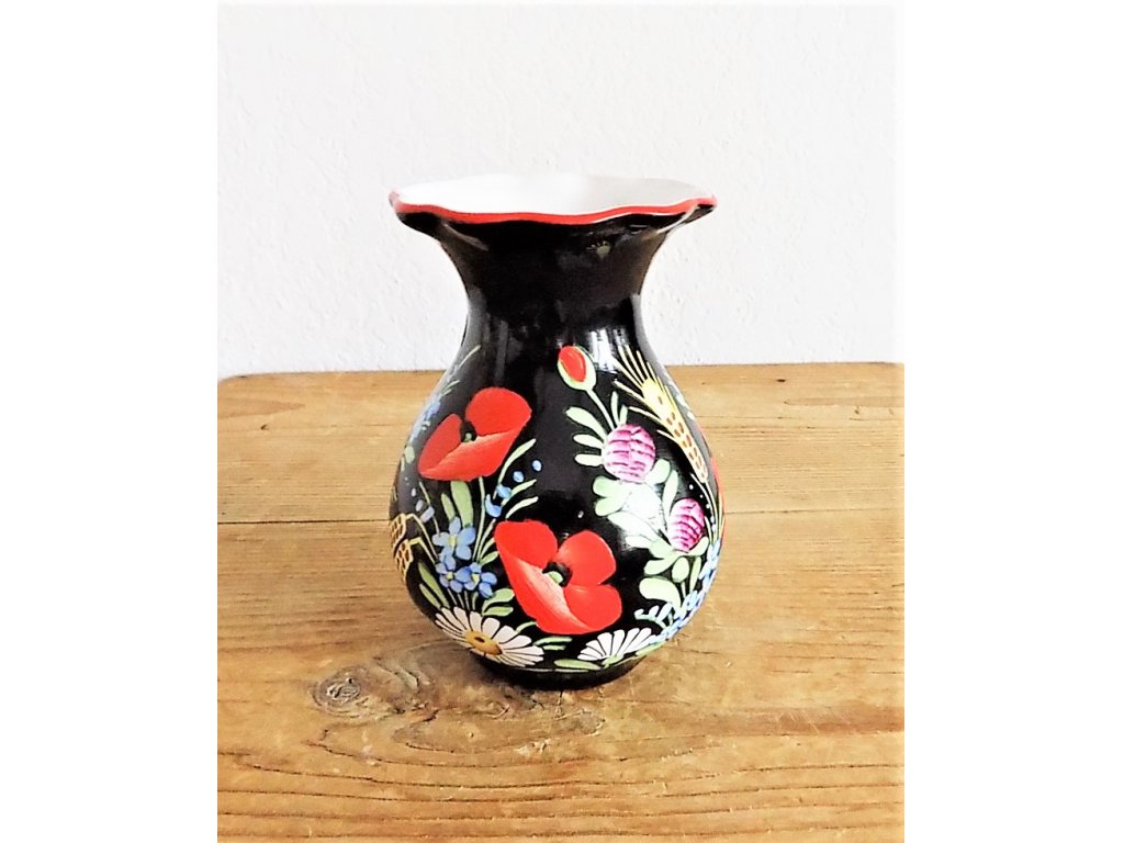 Keramická Váza s vlnkou černá - chodská