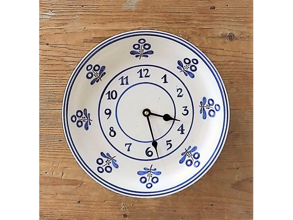 Keramické hodiny modré květy HR - průměr 26 cm