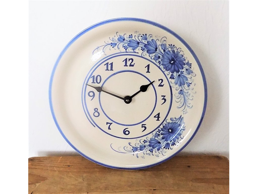 Keramické hodiny modré květy HR - průměr 26 cm - 3.